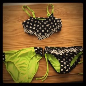 A green,black, and white bikini from Justice